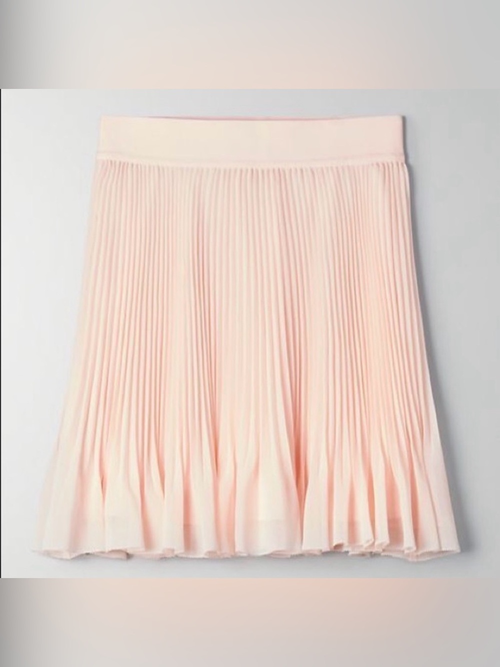 Aritzia Wilfred Twirl Mini Skirt in a soft blush pink color